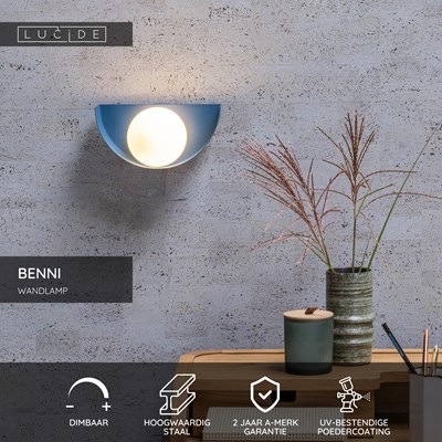 Lucide BENNI - Wandlamp - 1xG9 - Blauw